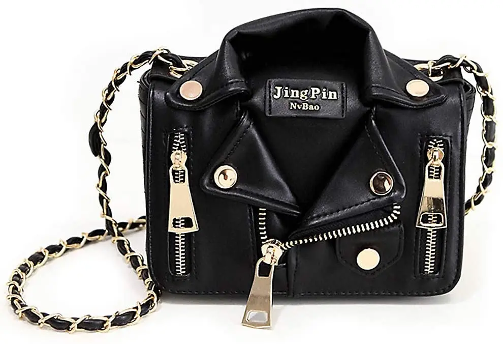 

Women's Chain Motorcycle Shoulder Rivet Jacket Bags Messenger Bag Leather Handbags Totes for Girls