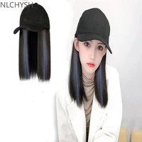 wigs with hat womens fashion net red clavicle hair baseball cap highlighting short hair dyed hanging ears full headgear wig cap