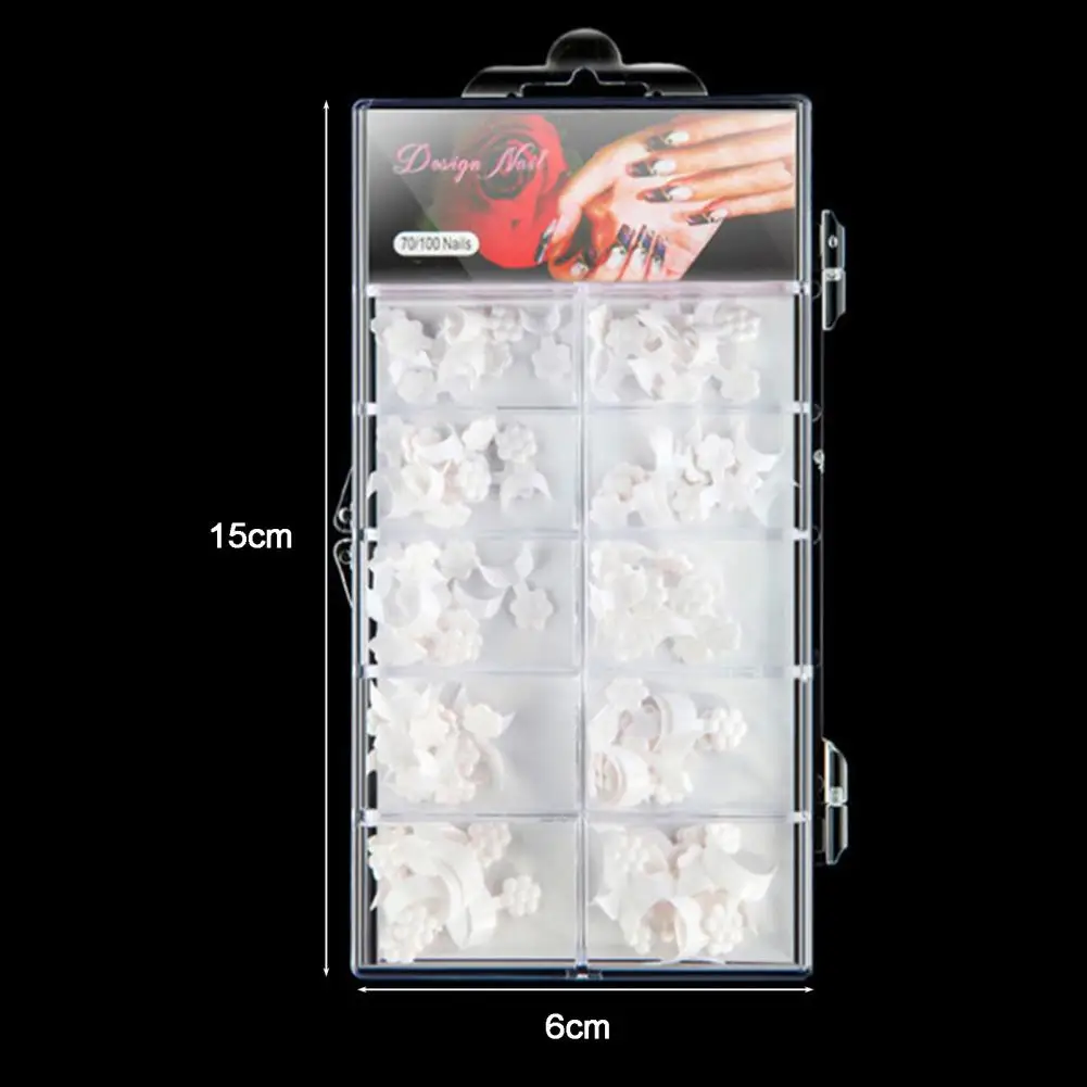 

100Pcs/Box Manicure Short Tips Crescent Shape Nail Extension ABS Nail French Edge White Half Paste Tips for Finger