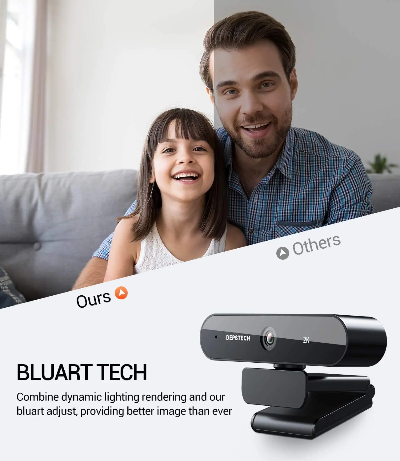 Веб-камера DEPSTECH 2K 1080P QHD USB Автоматическая коррекция светильник веб-камера с