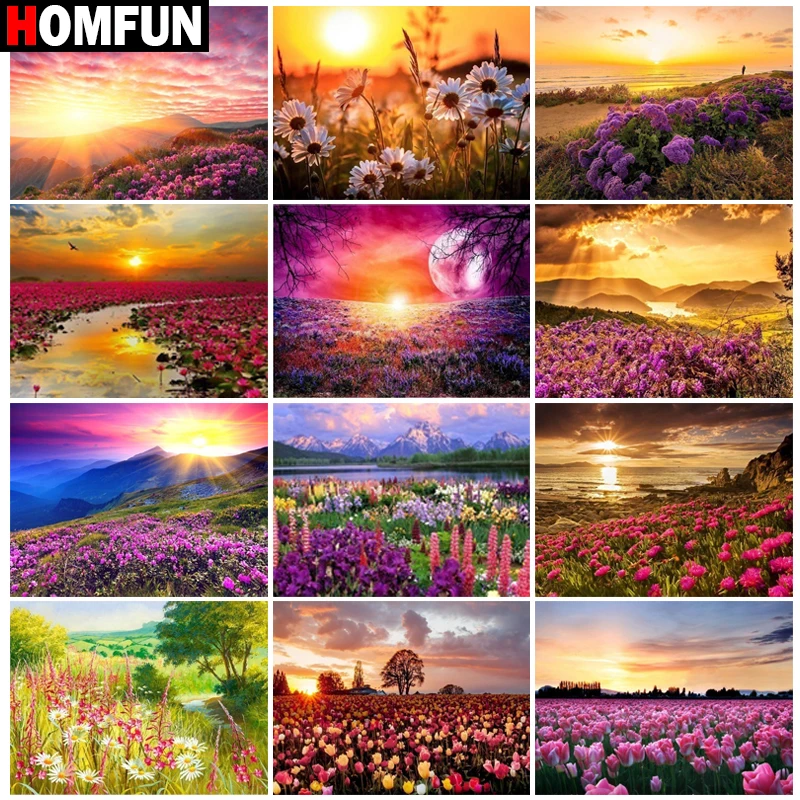 Набор для алмазной вышивки HOMFUN 5D закат цветок пейзаж сделай сам алмазная