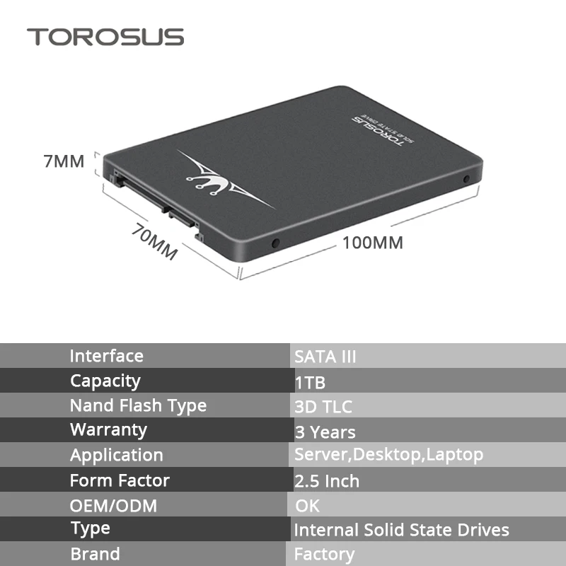 Torosus SSD 1 ТБ HD SSD HDD 2,5 ''жесткий диск SSD SATA SATAIII 3 Внутренние твердотельные накопители для ноутбука