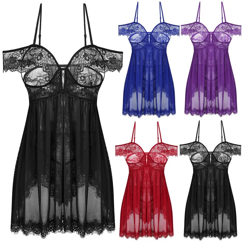 Сексуальное женское белье кружевное Ночное платье ночная рубашка Бандажное с