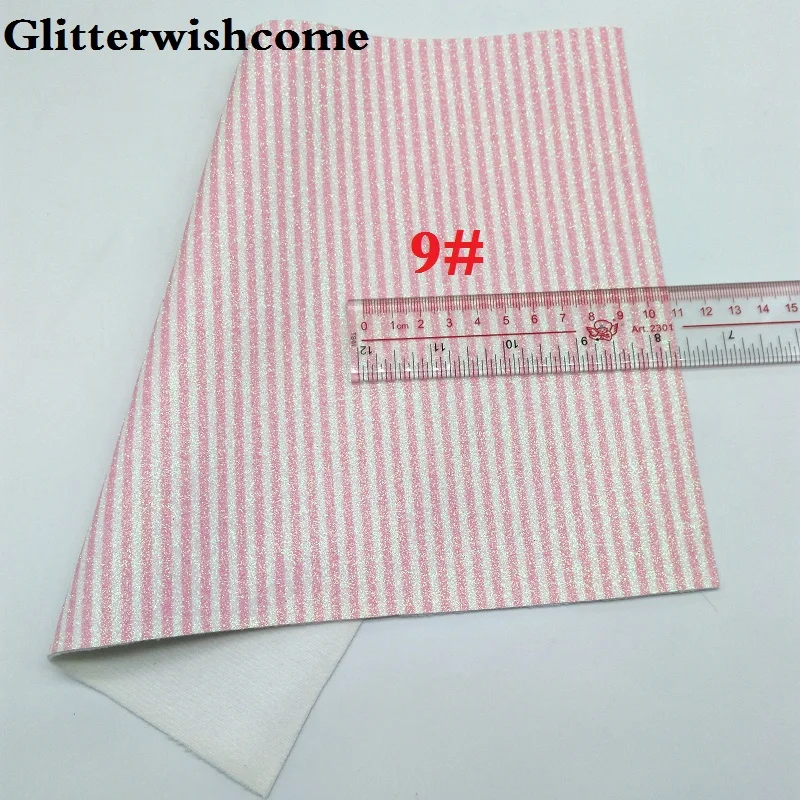 Glitterwishcome 21X29 см A4 Размер печатные полосы блеск синтетическая кожа искусственная из искусственной кожи Ткань Винил для бантов, GM025A