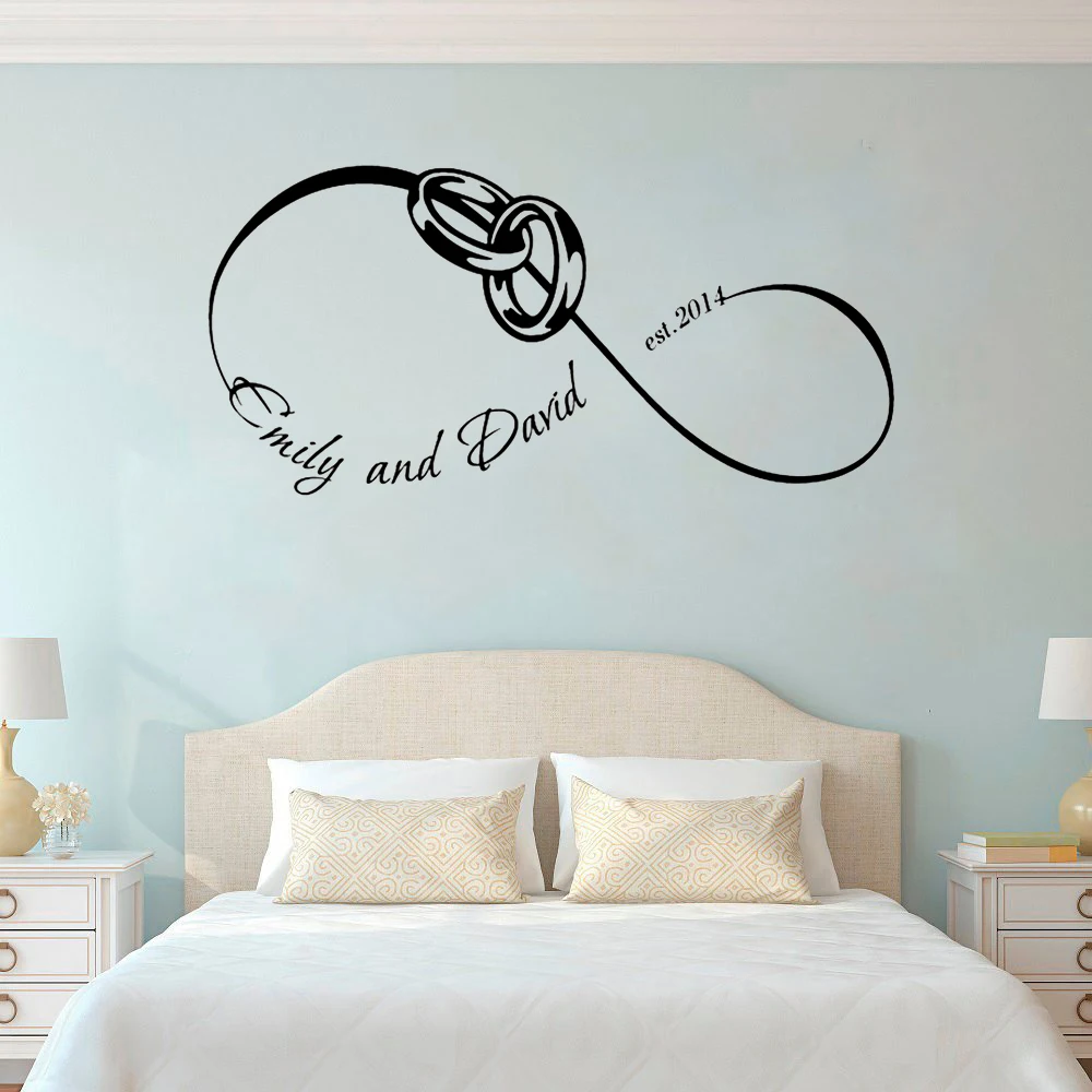 

Виниловая наклейка с именами семьи, мужа и жены