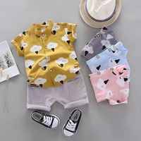 2020 hot style baby boy summer mushroom cloud print shirt top shorts two piece suit