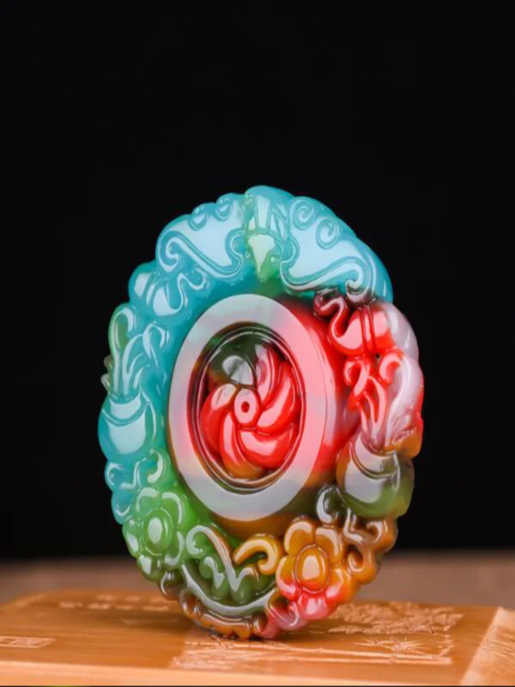 

Natural Xinjiang Color Jade Stone Hand Carving Jade Pendant Jewelry Lucky Safety Amulet Necklace Pendant Fine Jewelry