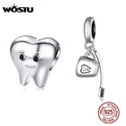 Бусины-подвески женские из серебра 925 пробы в виде зубов