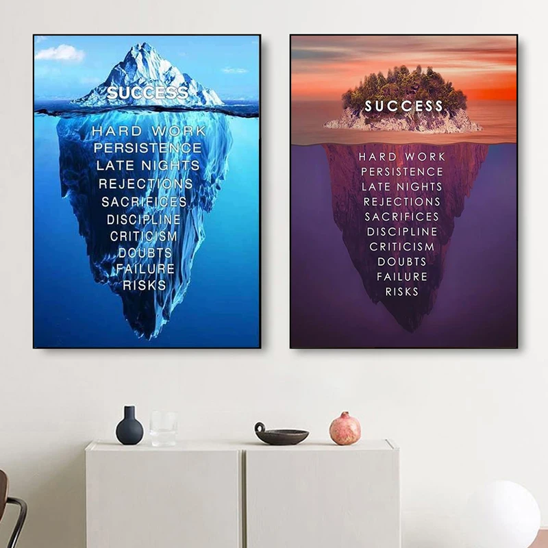 

Nordic Inspiration Artwork Iceberg of Success Quote Canvas Art Posters Wall Art Paintings on The Wall Picture Home Decor Cuadros