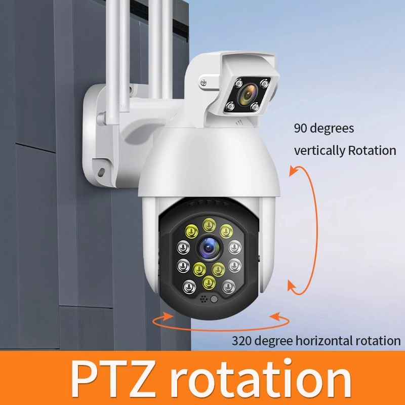 

1080P Dual Lens Security WIFI PTZ IP Camera Wireless Outdoor IR Camera with 16 LED Light and Motion Detection