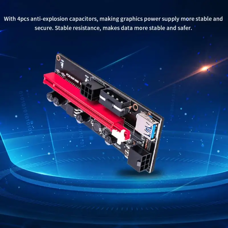6 шт. Райзер Ver009 Usb 3 0 Pci E Ver 009S Express 1X 4X 8X 16X адаптер карта Sata 15 контактов на питания