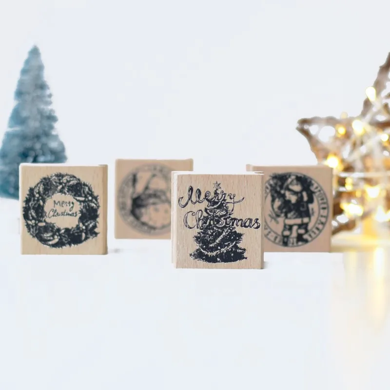 4 шаблона, рождественские предметы, деревянный штамп для канцелярских принадлежностей, сделай сам, скрапбукинг, изготовление резиновых открыток, украшение альбома, ремесла