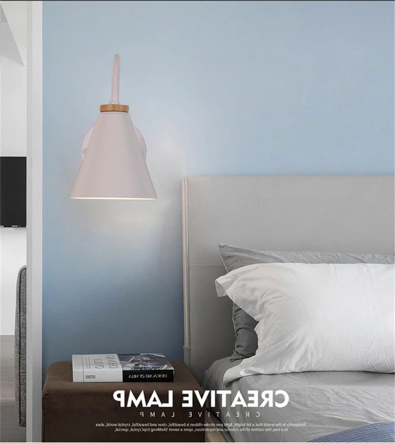 

Nordic Iron Wall Light Black White E27 Wall Lamp Bedroom Bedside Lamp Modern Children's Led Decor Lighting Living Room Fixtures