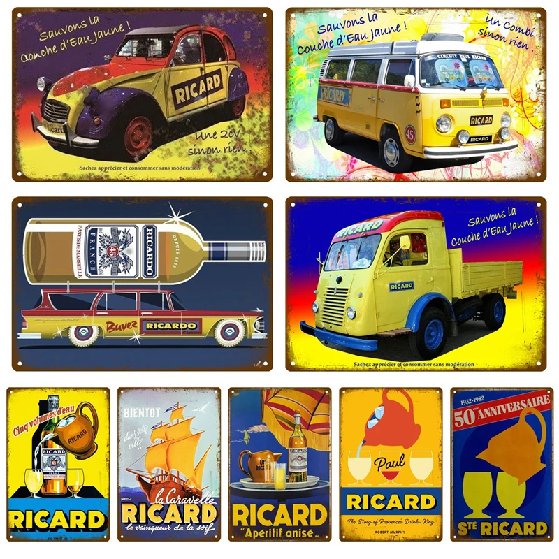 Ретро рикардовый металлический знак жестяной виски Бельгии табличка для пива