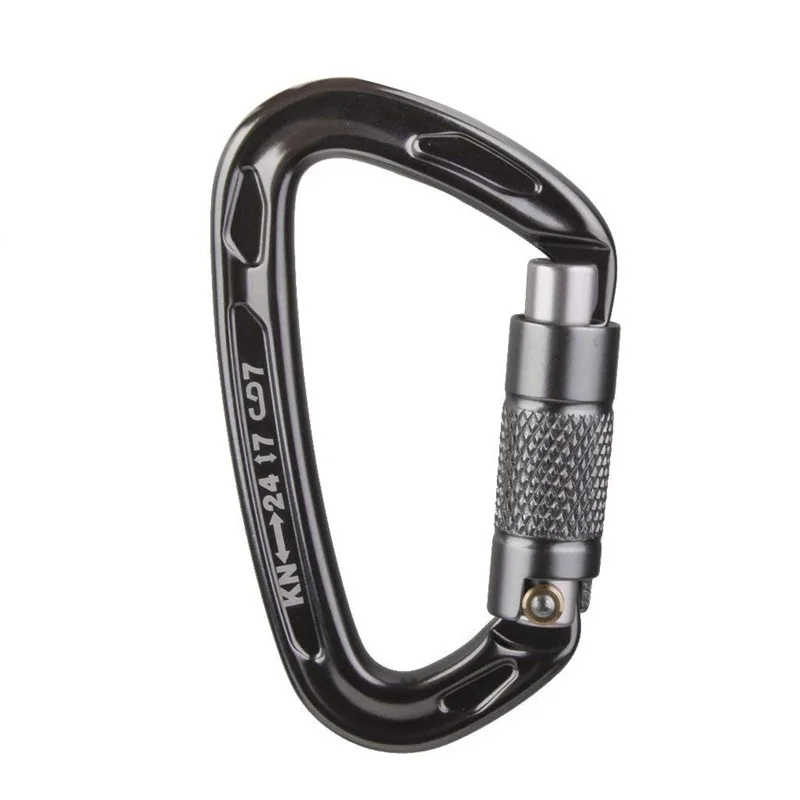 

Self-locking Mountaineering Climbing Aluminum Carabiner 24kN -Dark Gray
