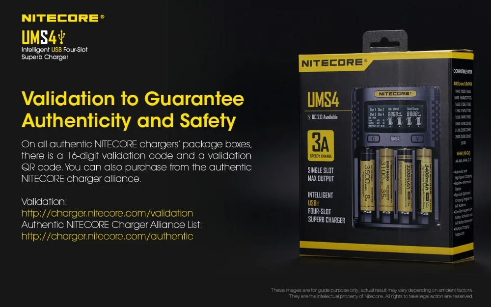 NITECORE UMS4 интеллектуальное USB четырехслотовое зарядное устройство OLED экран дисплей зарядное устройство