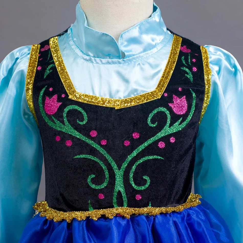 Frozen 2 Fantastic Anna Princess Dresses Girls Halloween Costume Long Gown Kids Carnaval Wedding Dress Children Cosplay Clothing