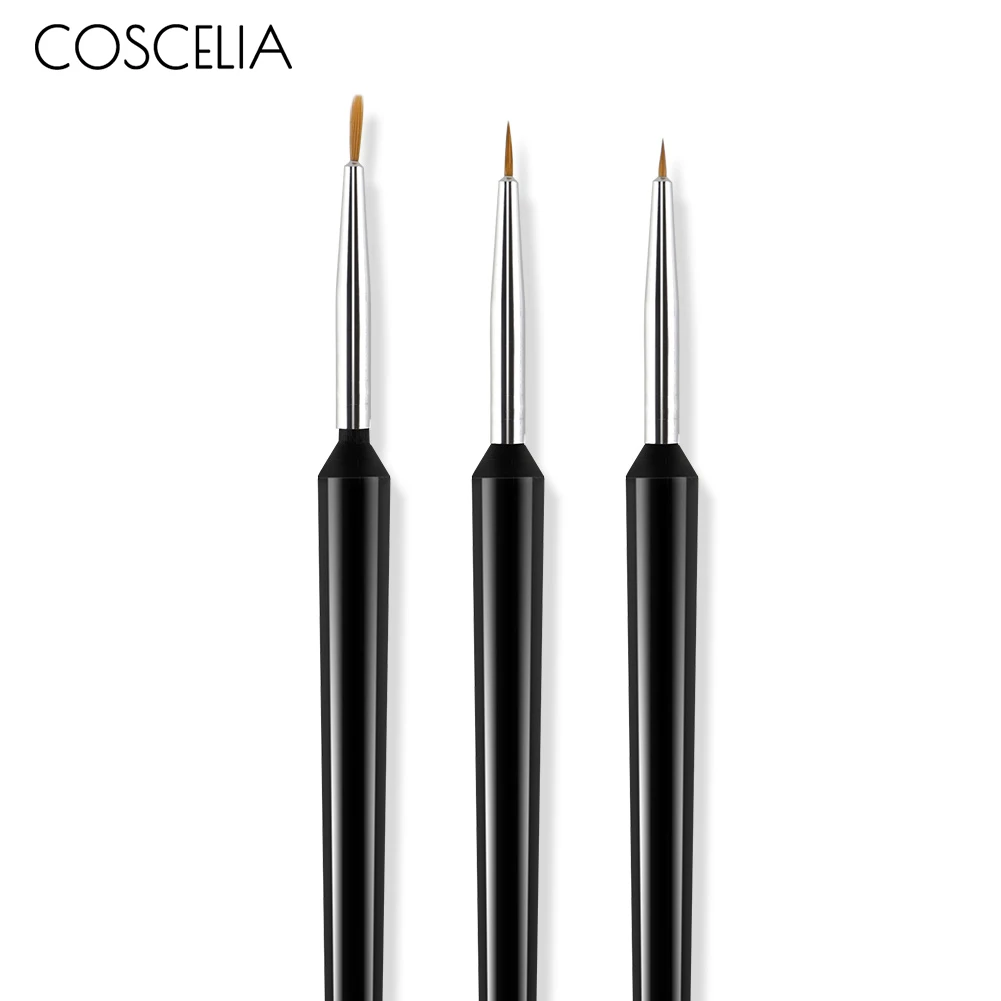 COSCELIA, кисти для маникюра, инструменты, прозрачные для ногтей, кисти для нейл-арта, для градиента, для гелевого лака, для рисования - Цвет: 3pc Nail Brush 02