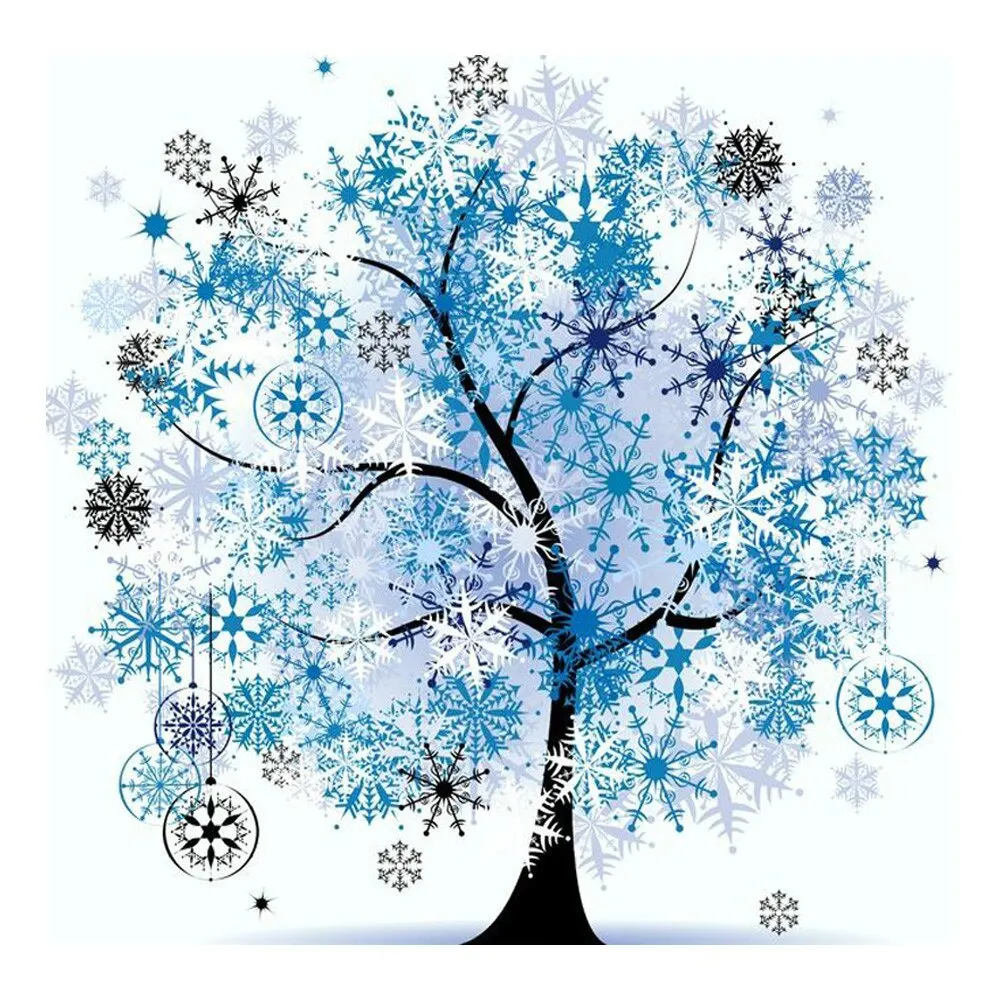

JMINE Div 5D Winter snowflake Flower Tree Full Diamond Painting cross stitch kits art Floral 3D paint by diamonds