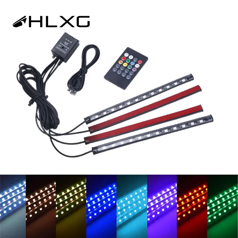 HLXG автомобильный RGB светодиодный неоновый внутренний свет пульт дистанционного