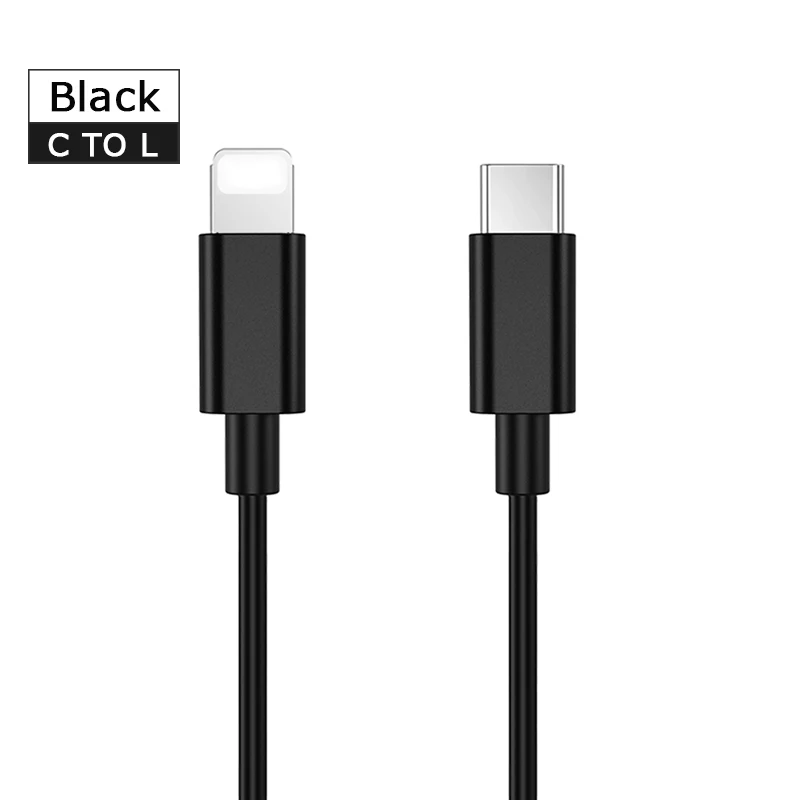 Черный CHOETECH USB C кабель зарядный провод для iPhone X XS XR 8 12 Вт PD Быстрая зарядка usb type C кабель для передачи данных для Macbook USB шнур - Цвет: Черный