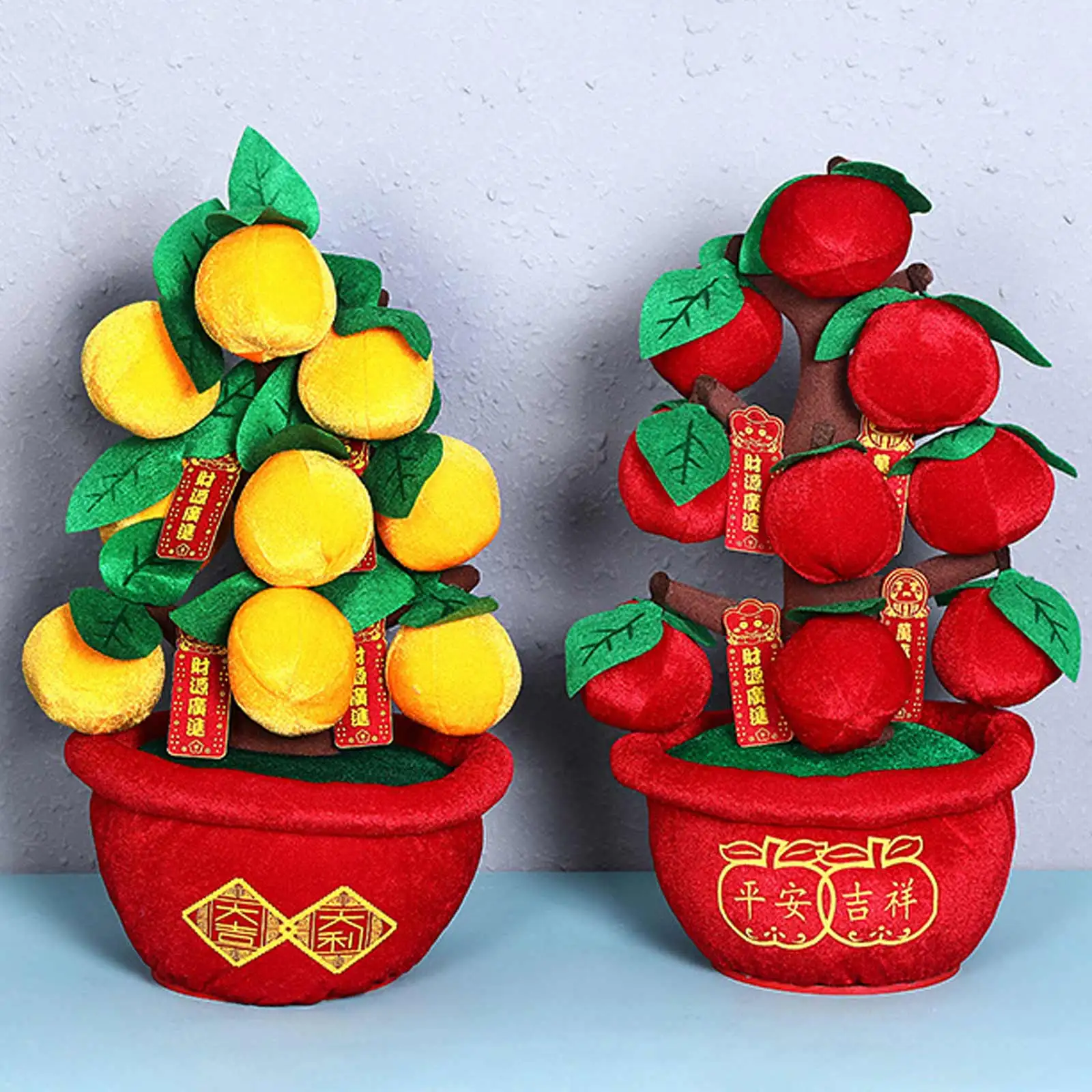 Simulaci&oacute;n de terciopelo Artificial, naranja, fruta, melocot&oacute;n, flor, decoraci&oacute;n del A&ntilde;o Nuevo Chino, Festival de Primavera, adorno para el hogar, 35x17cm-4