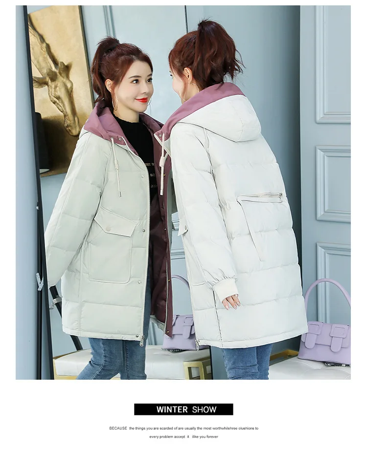 

Beachapche 2020 Winter Women Jacket Long Hooded Cotton Padded Female Coat High Quality Warm Outwear Parka