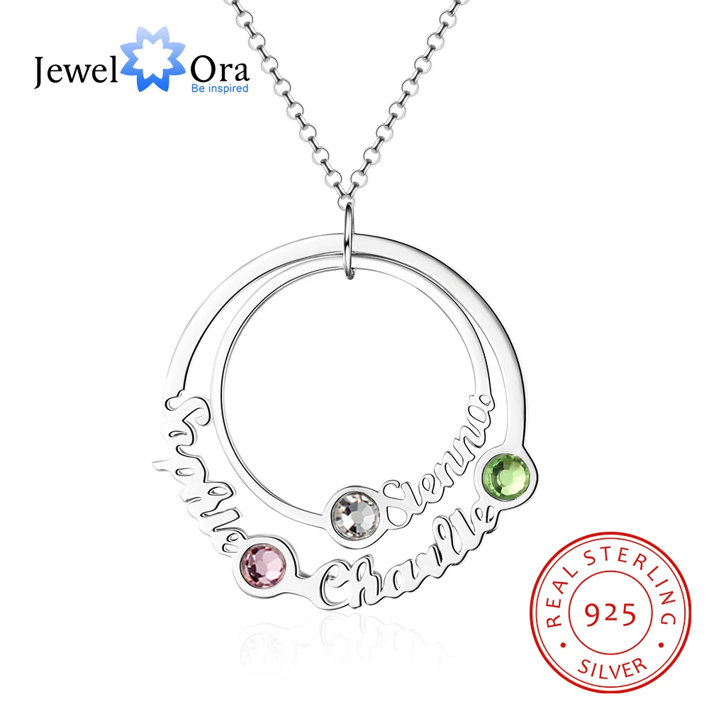 JewelOra 925 пробы серебряное ожерелье на заказ с 3 камнями по рождению индивидуальное