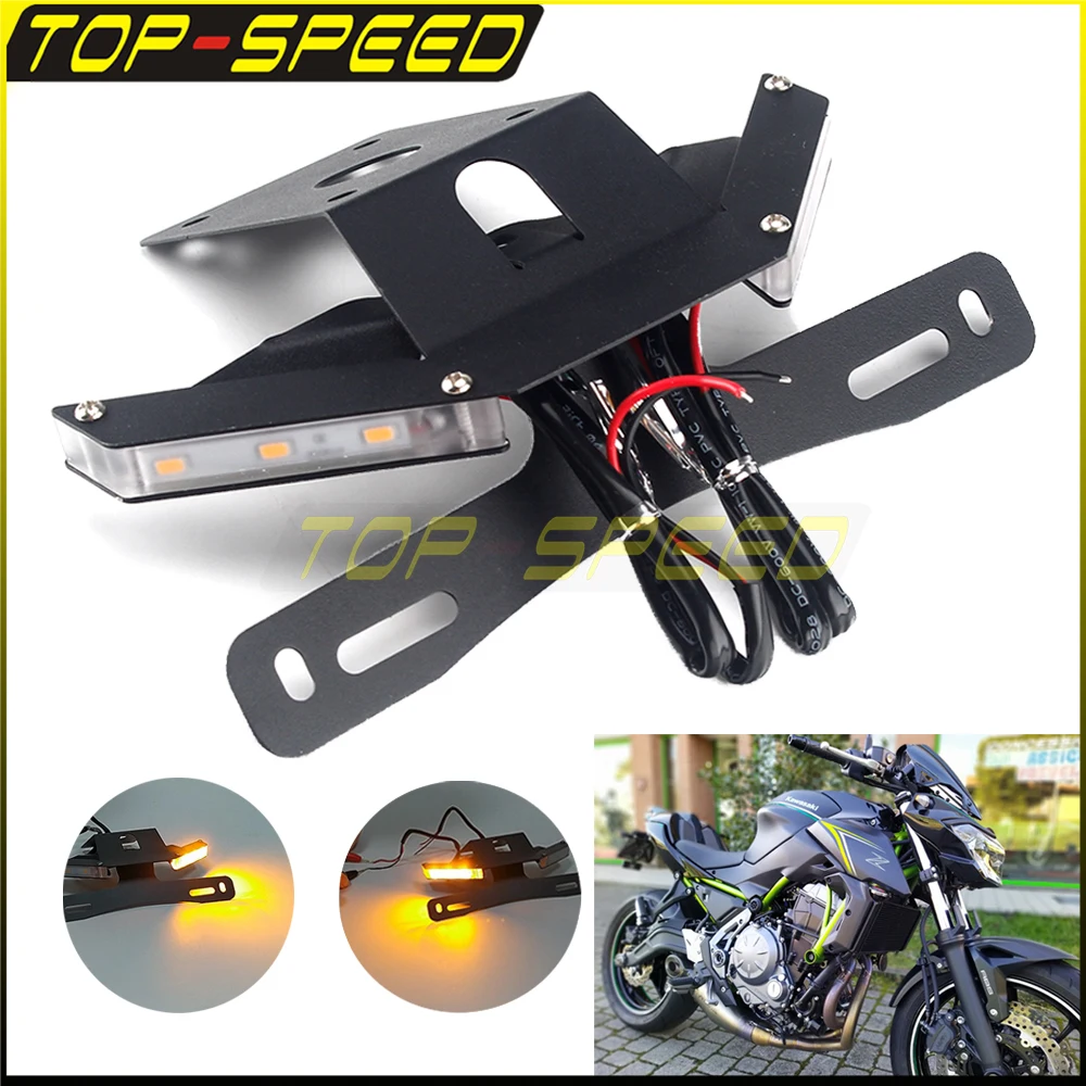 

Для KAWASAKI Z 650 2017-2021 NINJA 650 2017-2021 стальной задний номерной знак держатель 12 В 0,7 Вт Светодиодный светильник поворота