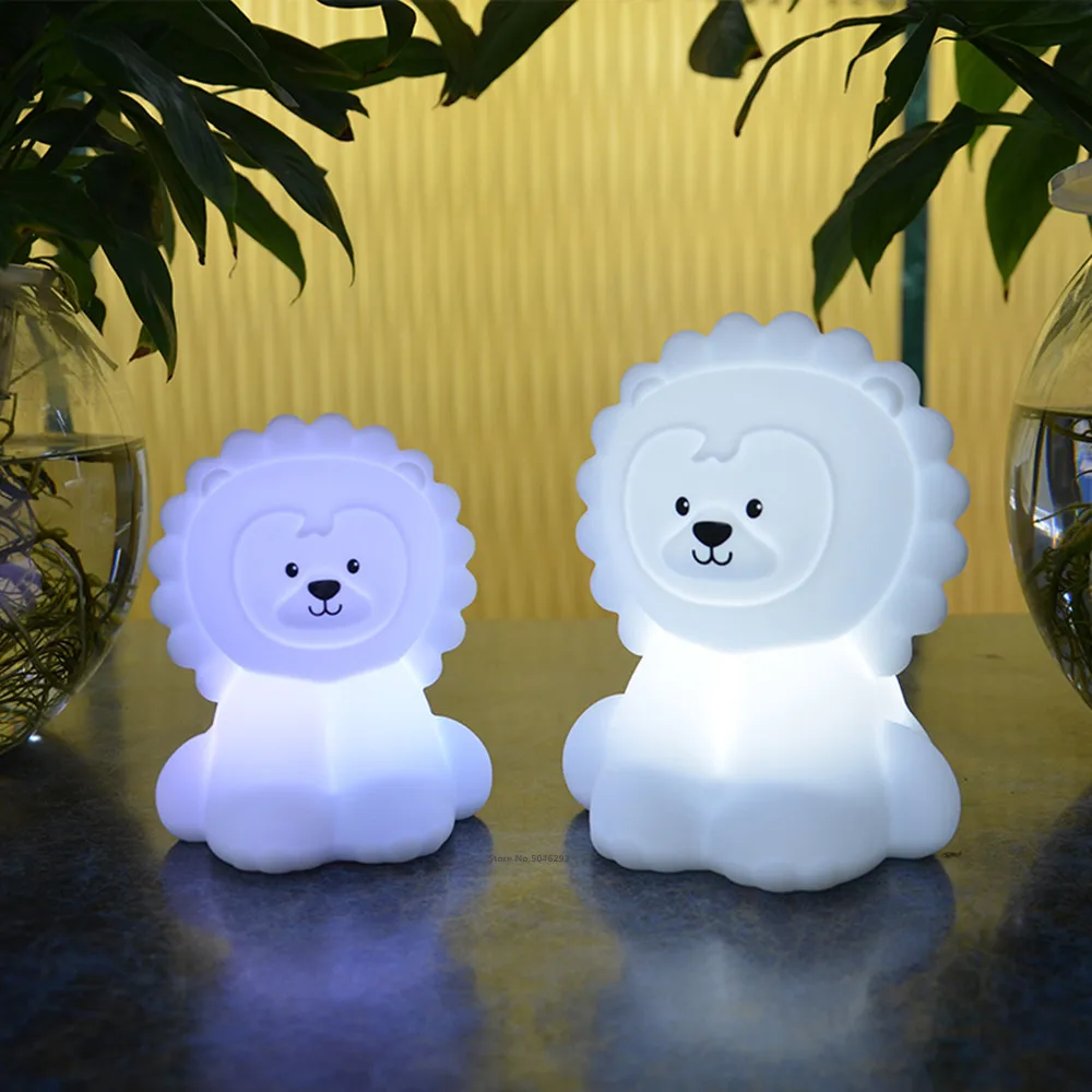 

Cartoon Silicone Lion LED Night Light Touch Sensor 9 Colors Battery Powered Bedroom Bedside Lamp for Children Kids Baby Gift