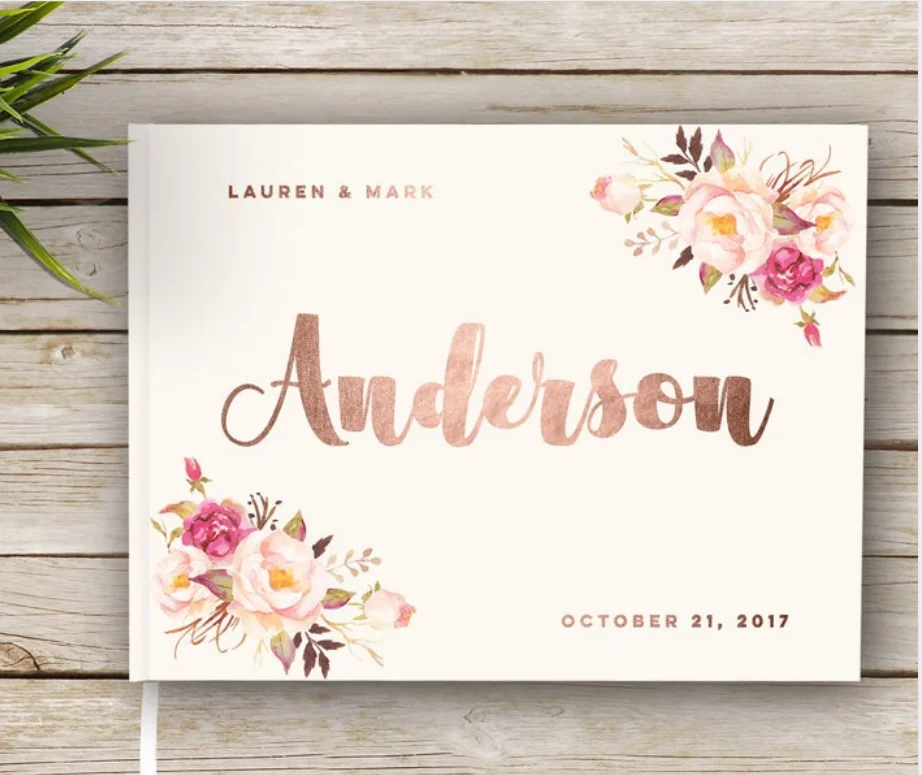 Пользовательский садовый цветочный свадебный книга для гостей в твердом