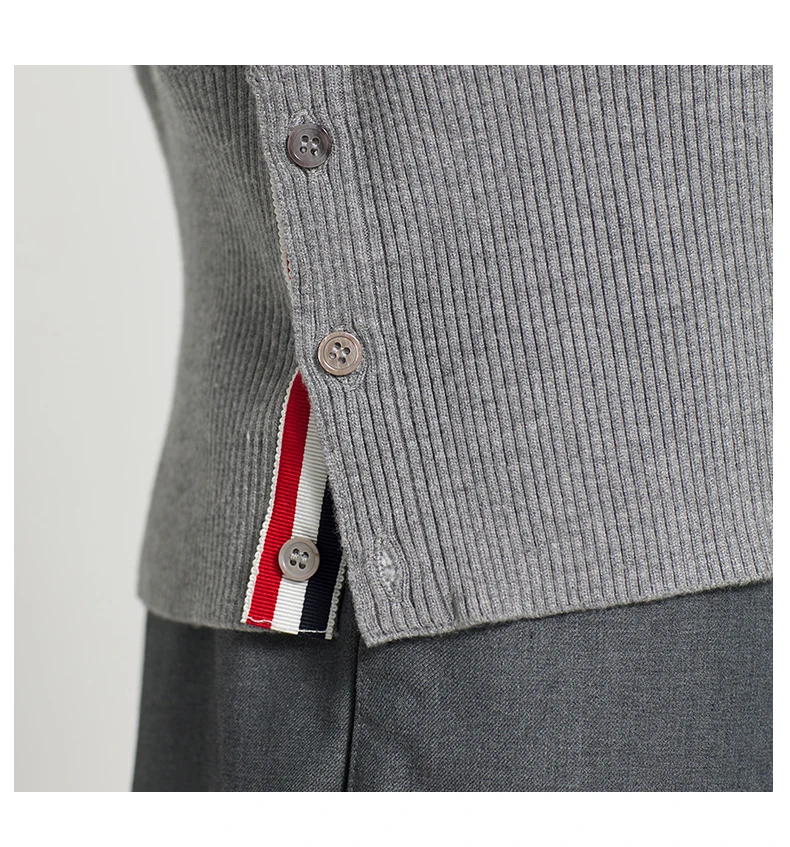

2021 TB THOM Fashion Brand Sweaters Men Slim Fit V-Neck Cardigan Clothing Striped Wool Dolphin Pattern Autumn Winter Casual Coat