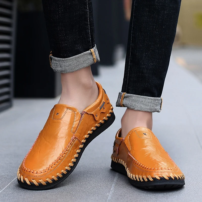 Мужская прогулочная обувь Мужские дышащие Лоферы ручной работы на плоской