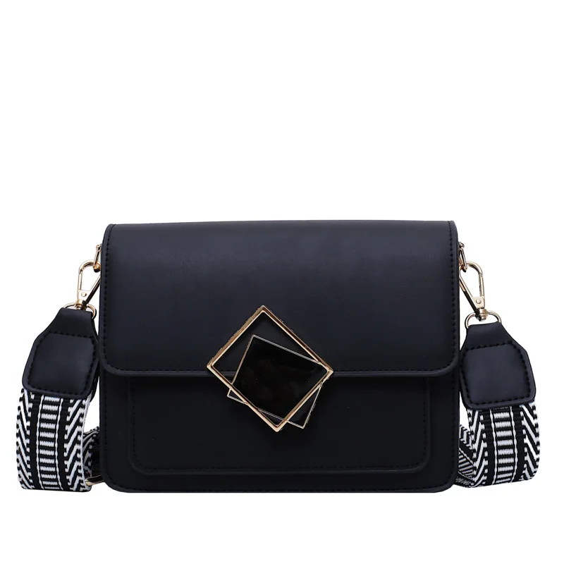 

2021 Luxury Women Handbag Leather Female Simple Small Crossbody Bag Single Shoulder Wide Strap Special Lock Handbags Designer