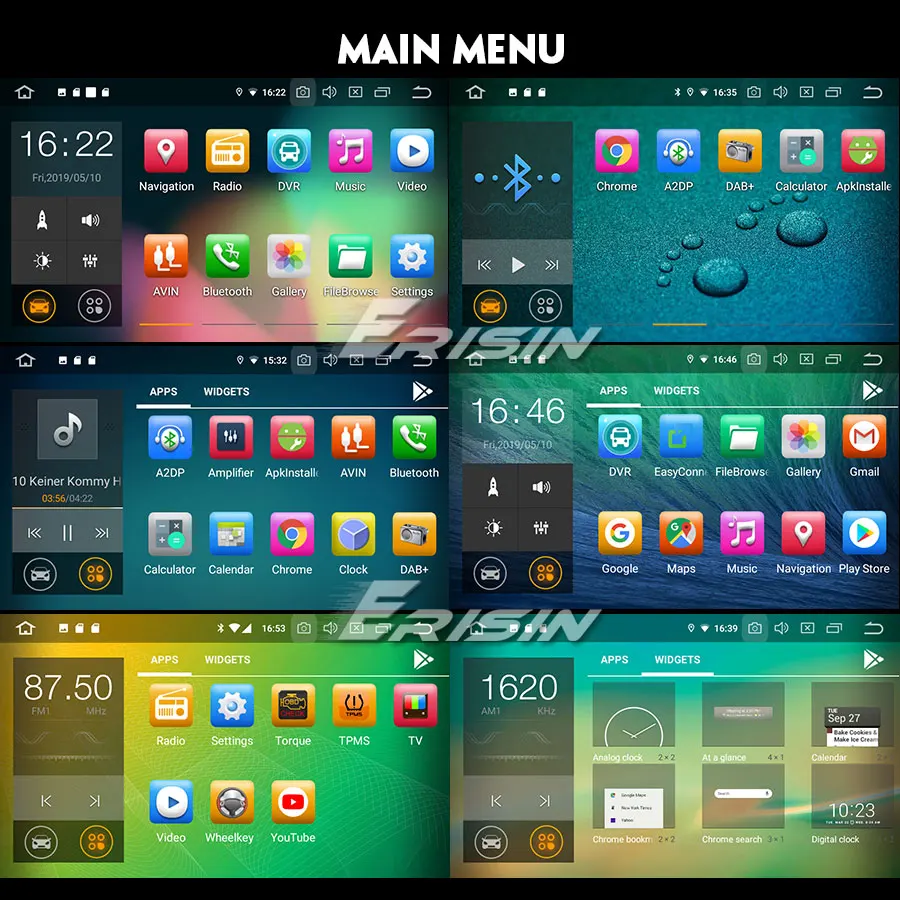 Erisin ES8049U 7 inch Android 9.0 Octa Core 4GB RAM autoradio BT for Universal Cars