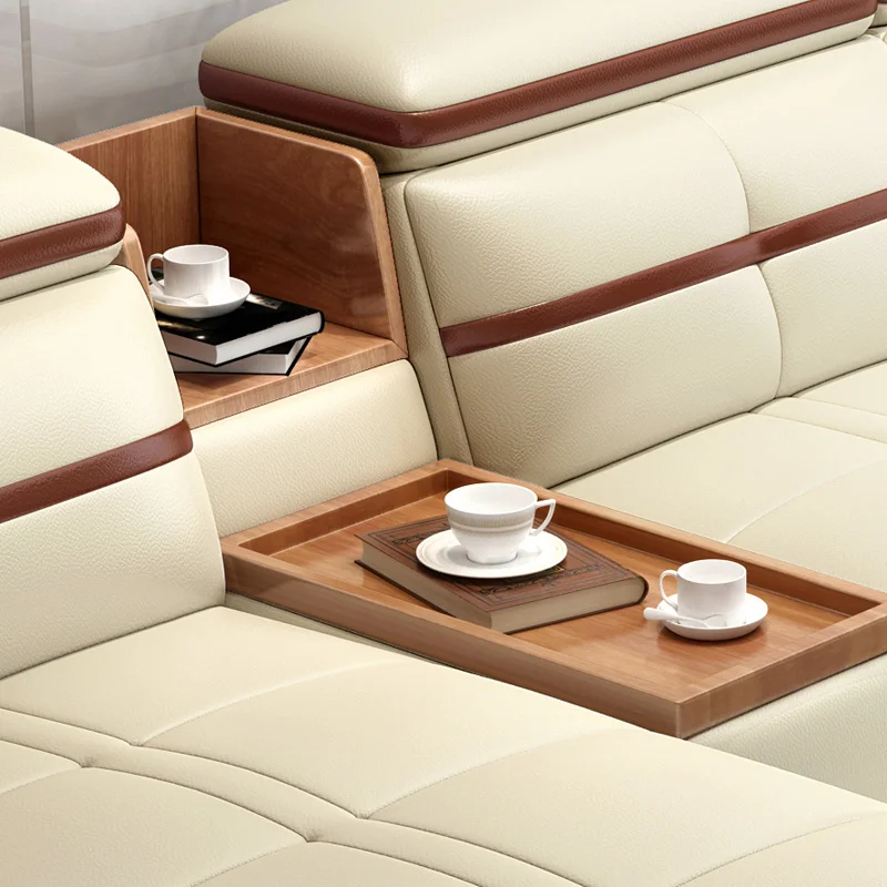 Диваны из натуральной кожи L с подстаканником для хранения|Диваны гостиной| |