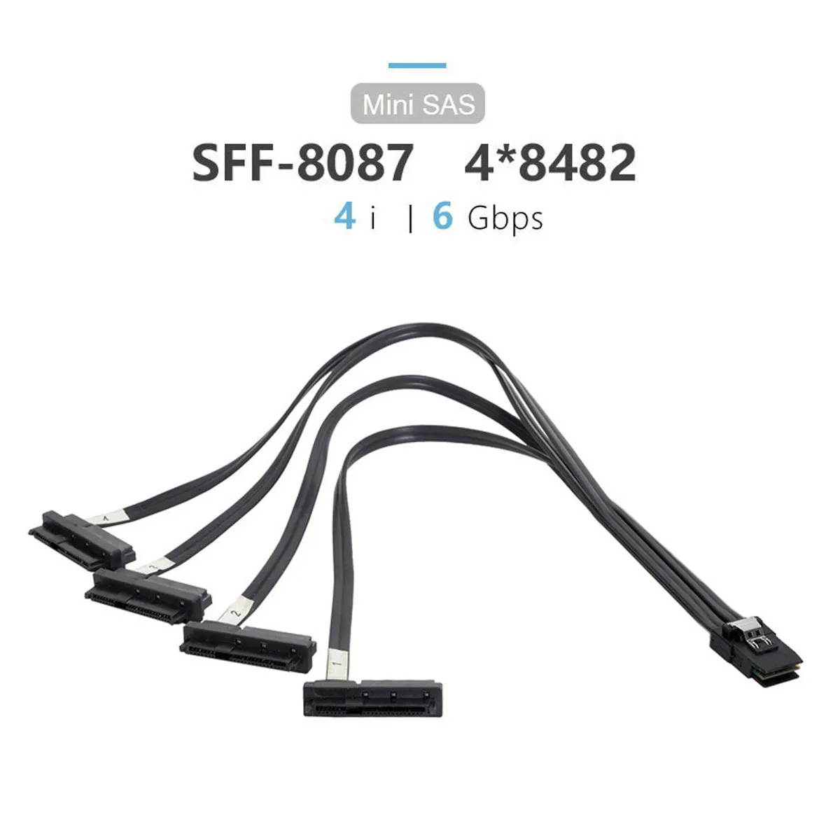 

Jimier Internal 36 Pin Mini SAS SFF-8087 Host to 4 SFF-8482 Target SAS Hard Disk and SATA Power Cable 50cm