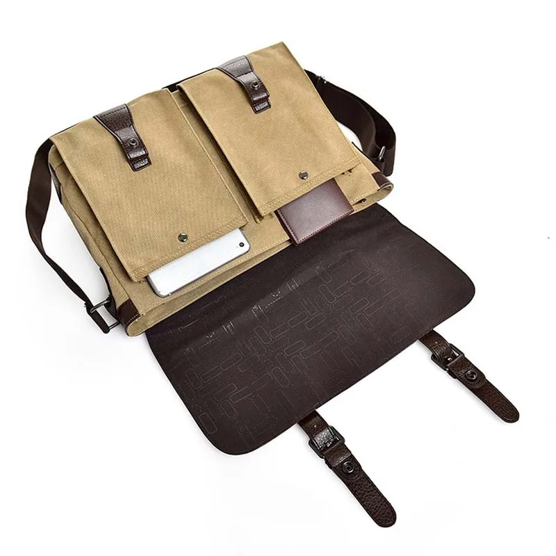 Портфель Холщовый кожаный для мужчин и женщин повседневная винтажная Сумка