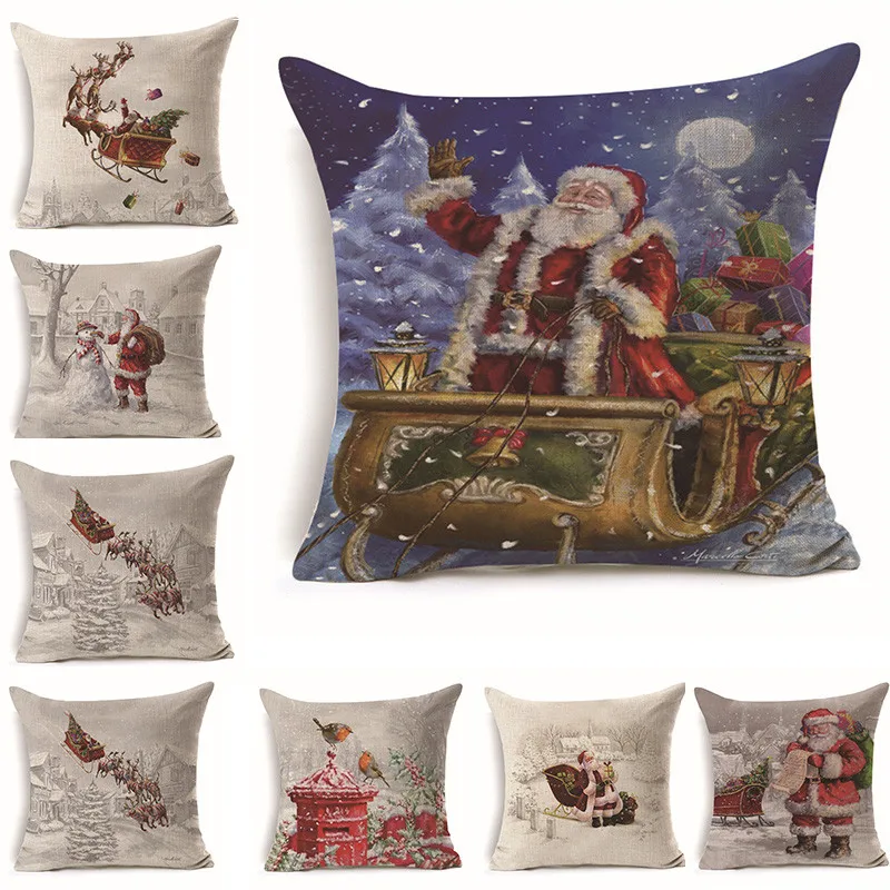 Односторонняя цифровая печать Рождественская серия Наволочка на подголовник