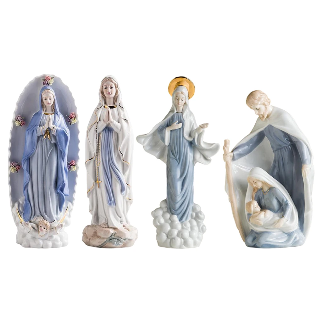 

European Style Ceramics Christianity Jesus, The Virgin Mary Statue Ceramic Decorative Small Ornaments Desktop Decorations
