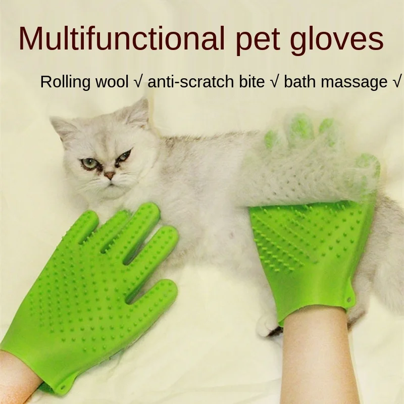 

The new silicone dog rolled cat pet gloves clean bath massage glove beauty hair removal pet accessories dog grooming