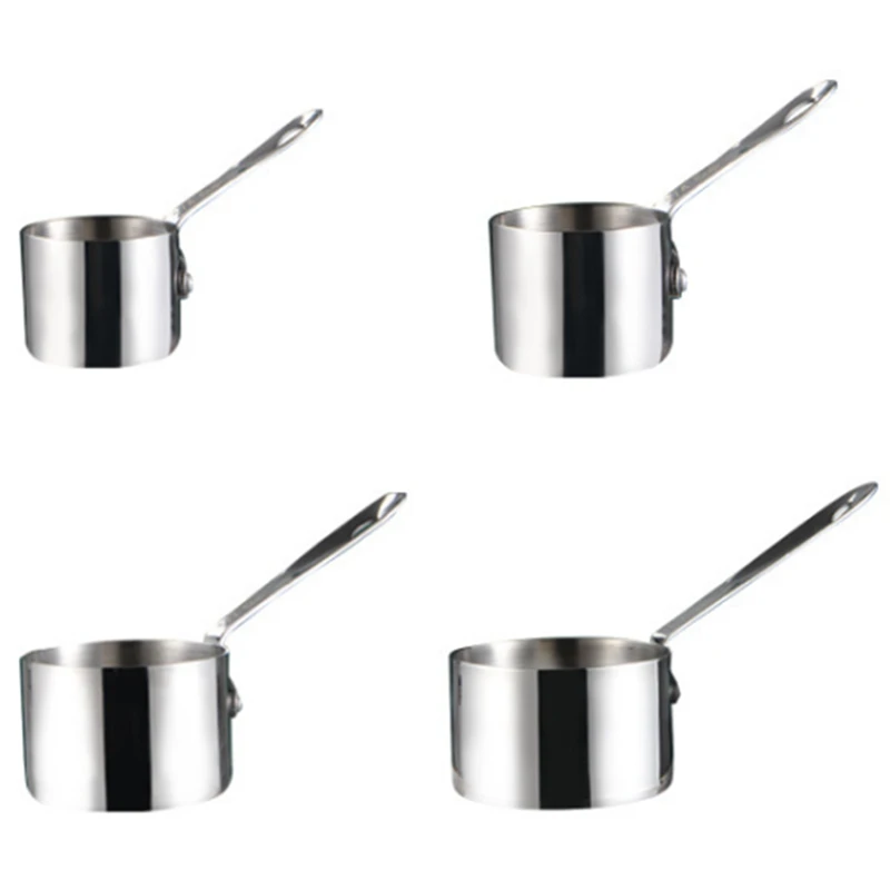 

4PCS Stainless Steel Sauce Bowl Western Steak Sauce Dish Korean Tomato Sauce Bowl with Handle Mini Juice Sauce Bowl