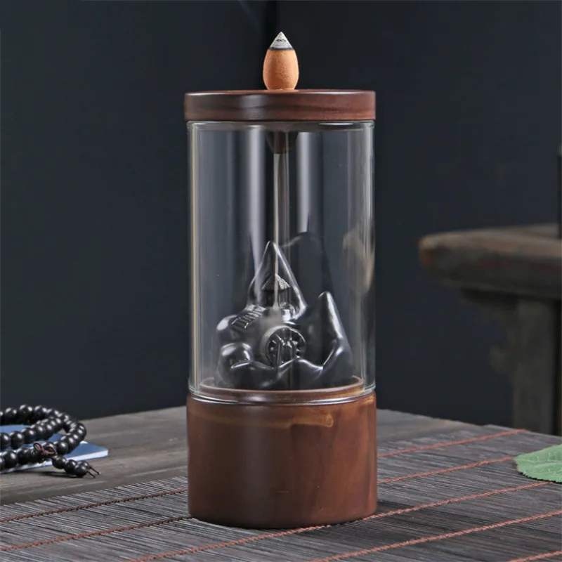 Античная курильница с обратным потоком в виде кошки со стеклянной крышкой