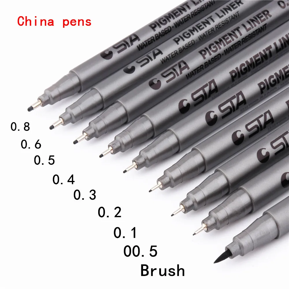 

waterproof STA Art Sketch comics Art Marker Pen Pigment Liner Water Based For Drawing Handwriting School office stationery