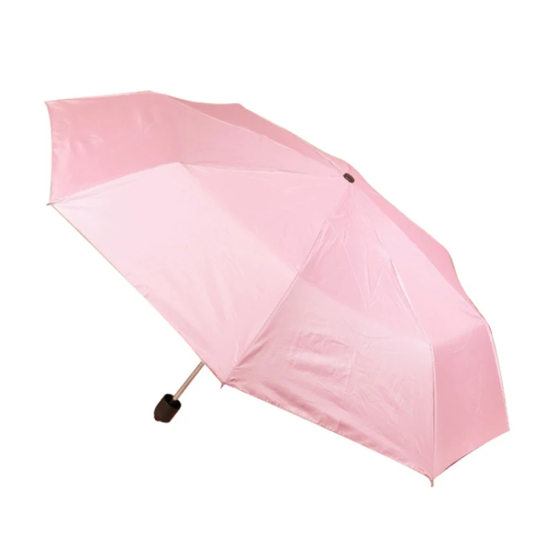 

Pure Color Handle Three Folding Sunshade Umbrella Randomly Delivery Pocket Parasol Girls Anti-UV Waterproof Portable Travel
