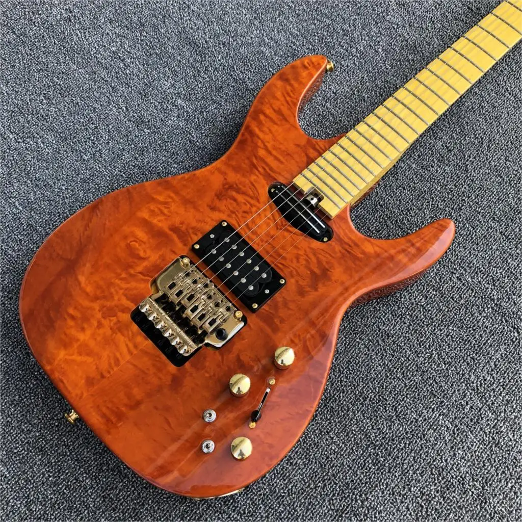 Электрическая гитара Orange Burst maple top Jack son гриф из клена 6 струнная массива дерева с