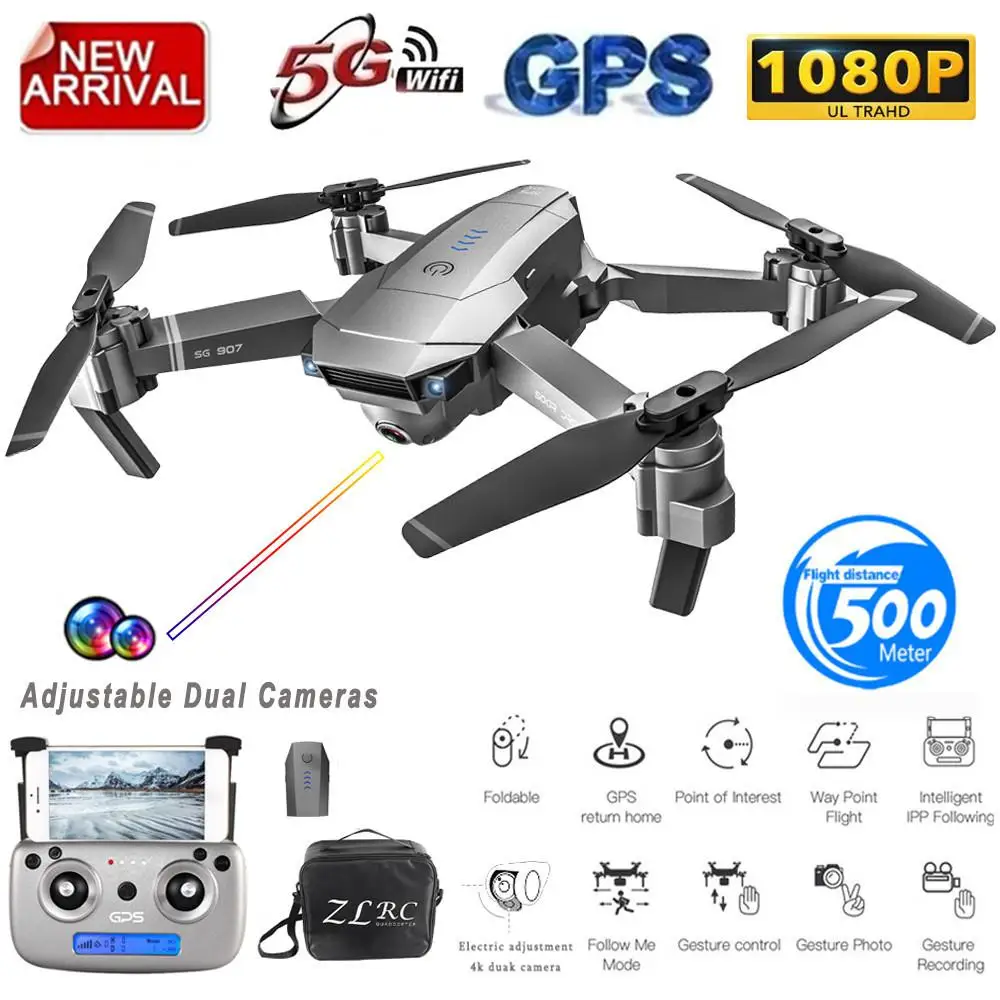 1080P 1battery RCtown SG907 gps Дрон с камерой 4K 5G Wifi RC Квадрокоптер оптический поток складной мини Дрон 1080P HD камера Дрон - Цвет: 1080P 1battery