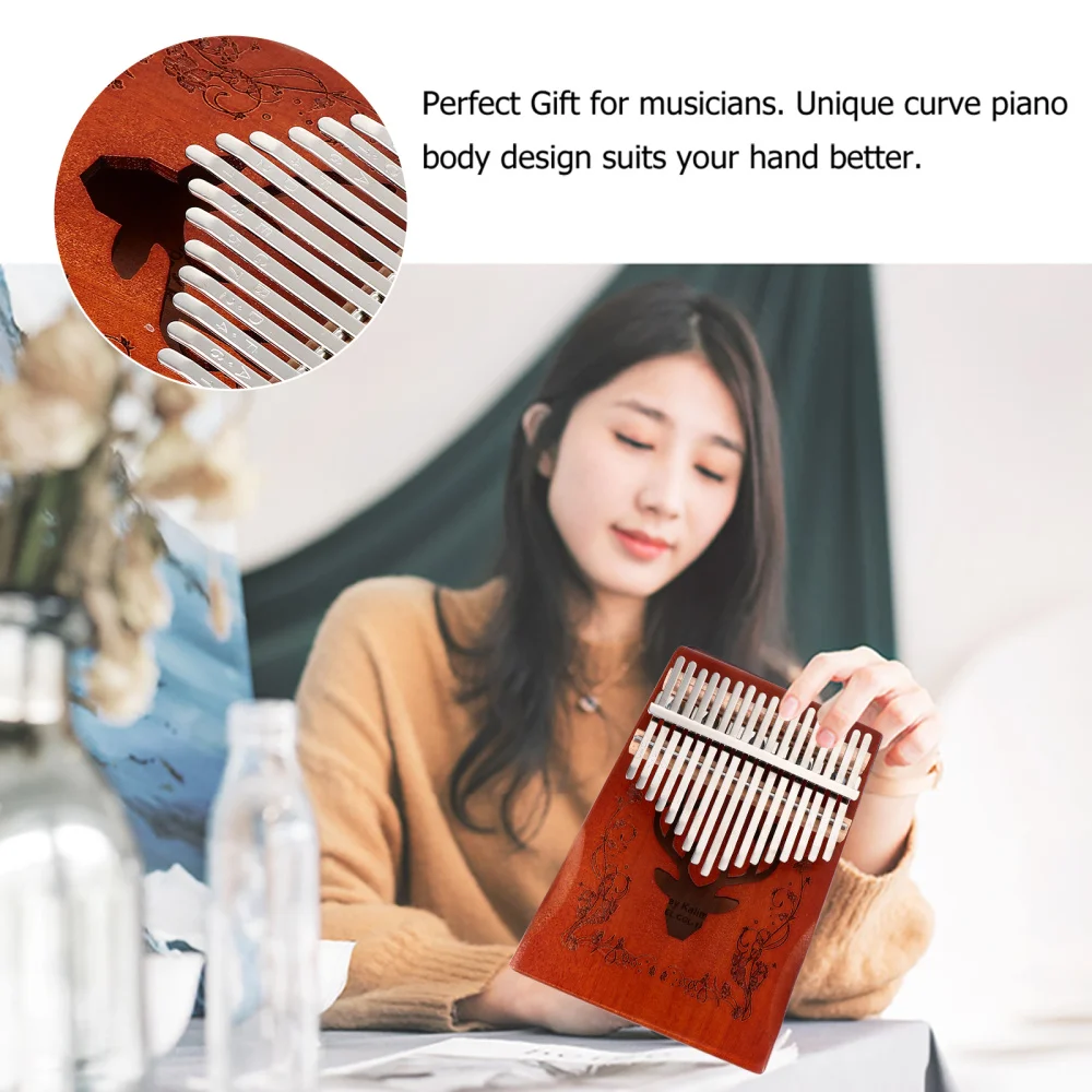 

Thumb Piano 17 Keys Wooden Kalimba Mbira Beginner Finger Instrument Gift