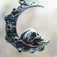 personality stainless steel moon skull pendant gothic style skeleton pendant motorcycle party men women biker hip hop jewelry