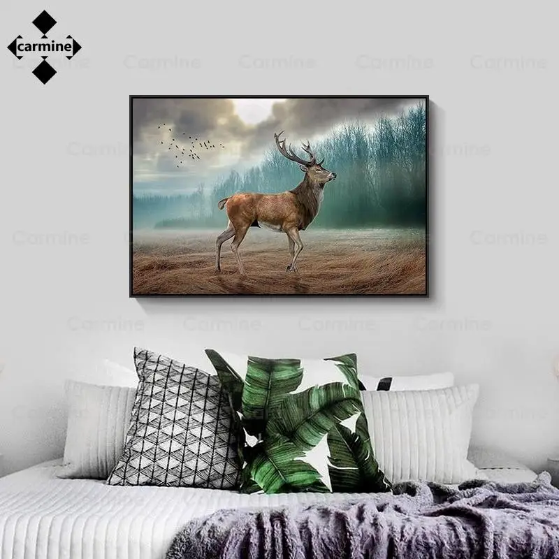 

Forest Deer Canvas Painting Abstract Animal Print Picture Wall Art Modern Dark Posters Prints for Home Interior Decor Frameless